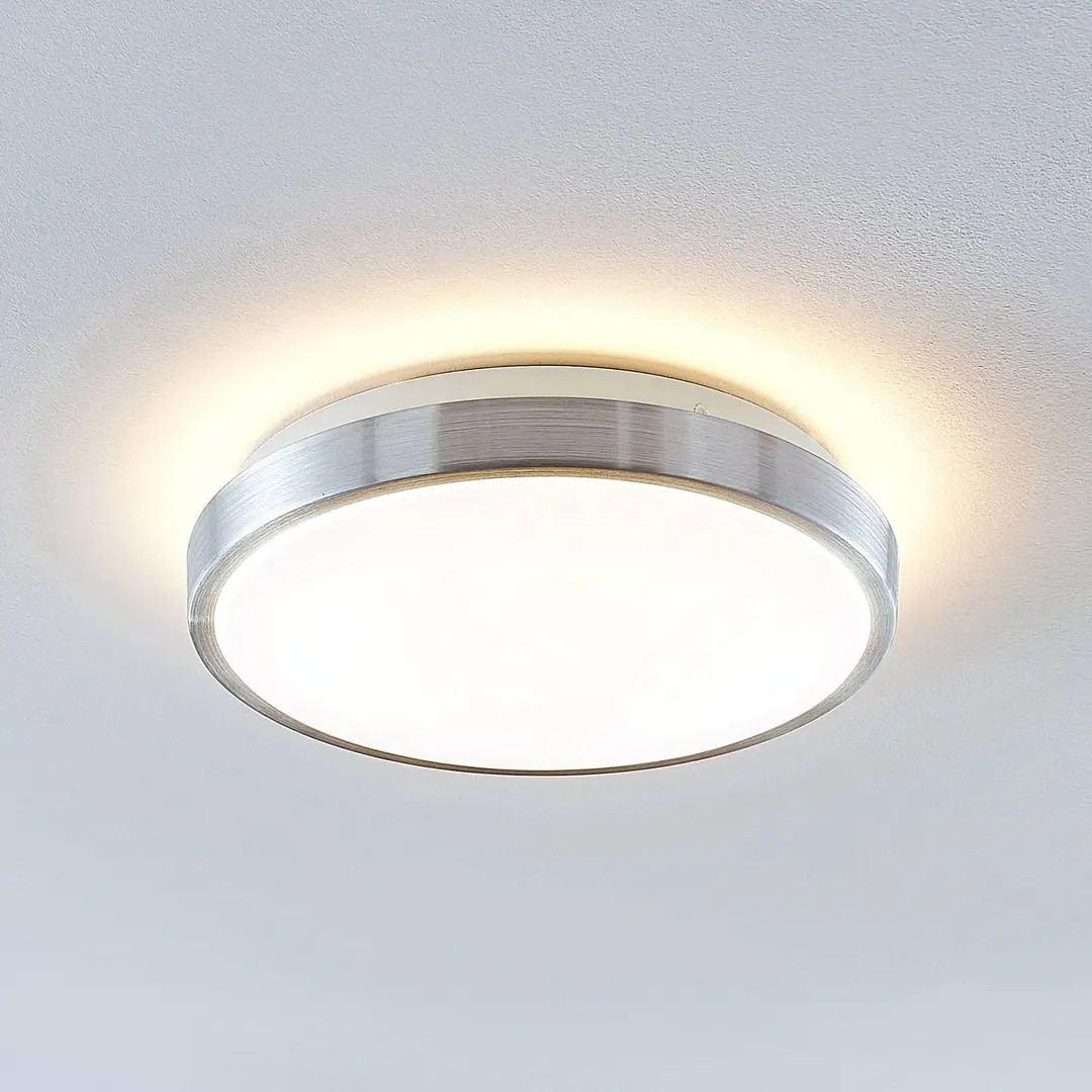 Lindby LED-Deckenlampe Emelie, Ø 30 cm, alufarben, Metall