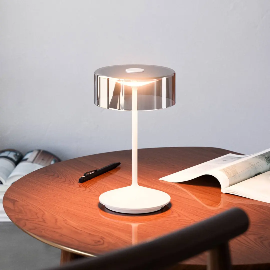 Sigor LED-Akkutischleuchte Numotion, weiß, Glas, IP54, dimmbar