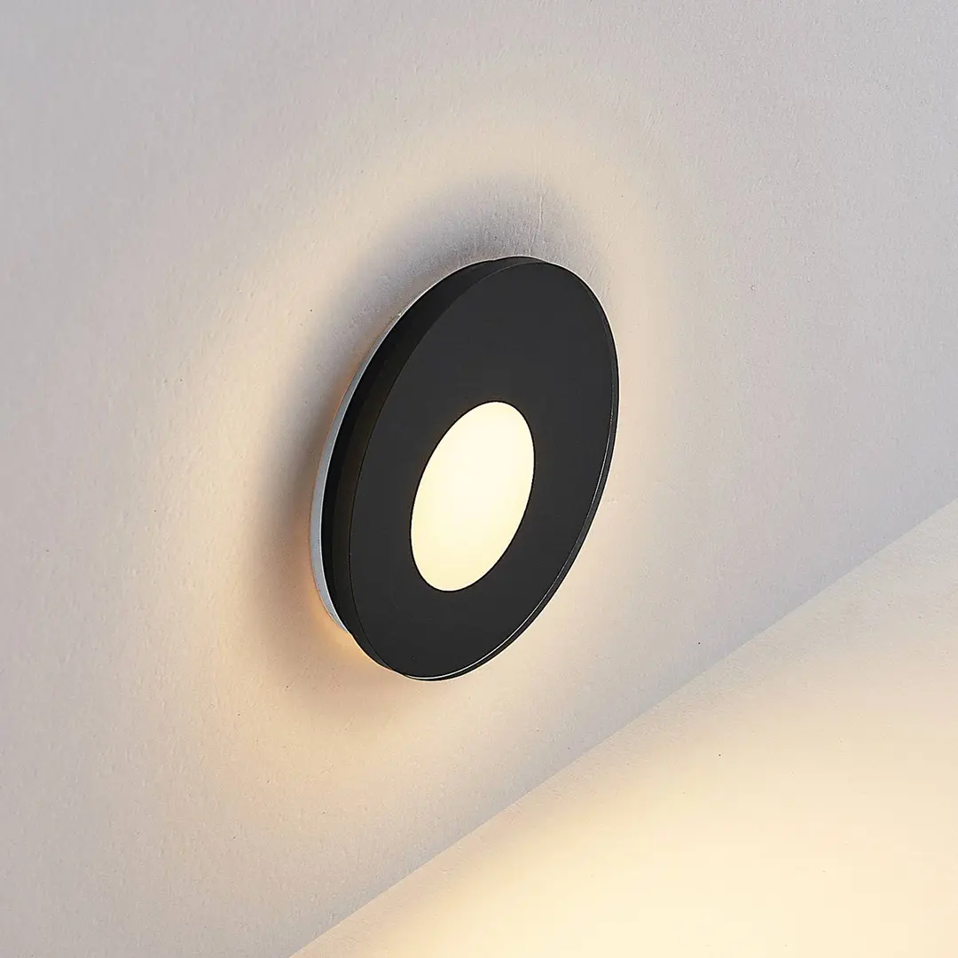 Molto Luce LED-Einbaulampe Wall 68R Glass RD, schwarz, Aluminium, CCT