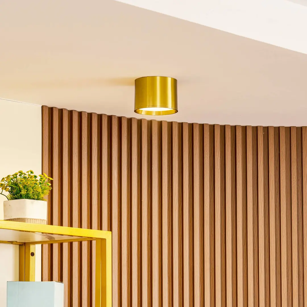 Lindby LED-Strahler Nivoria, Ø 12 cm, goldfarben, Metall