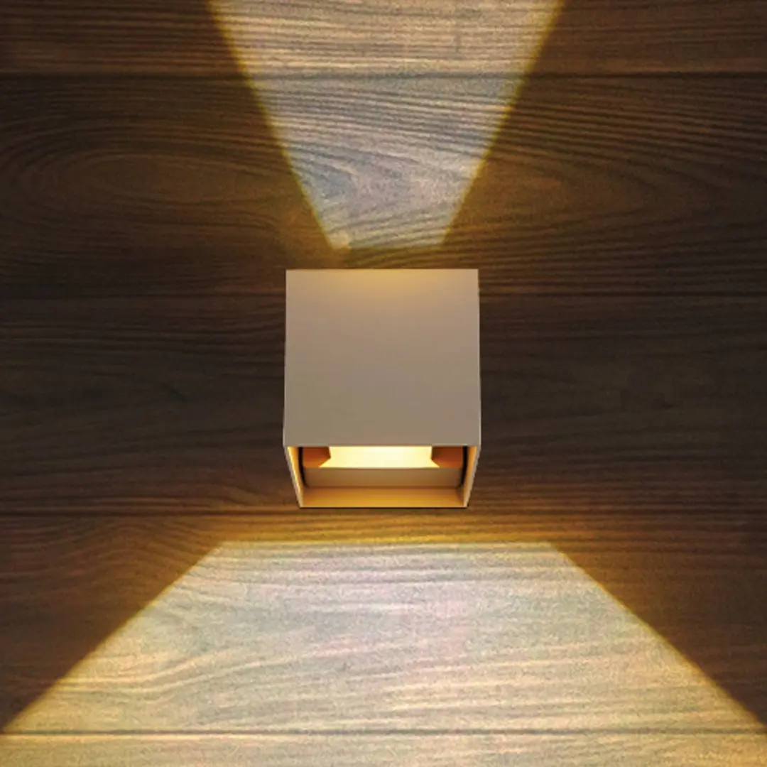 Globo LED-Außenwandleuchte Veronika, sandfarben, up/down, IP54