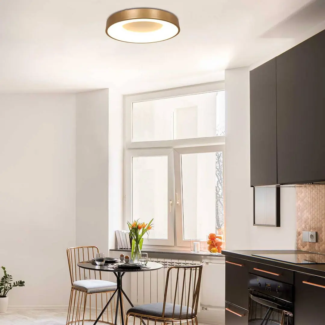 Steinhauer LED-Deckenleuchte Ringlede, 2.700 K, Ø 48 cm, gold, Metall