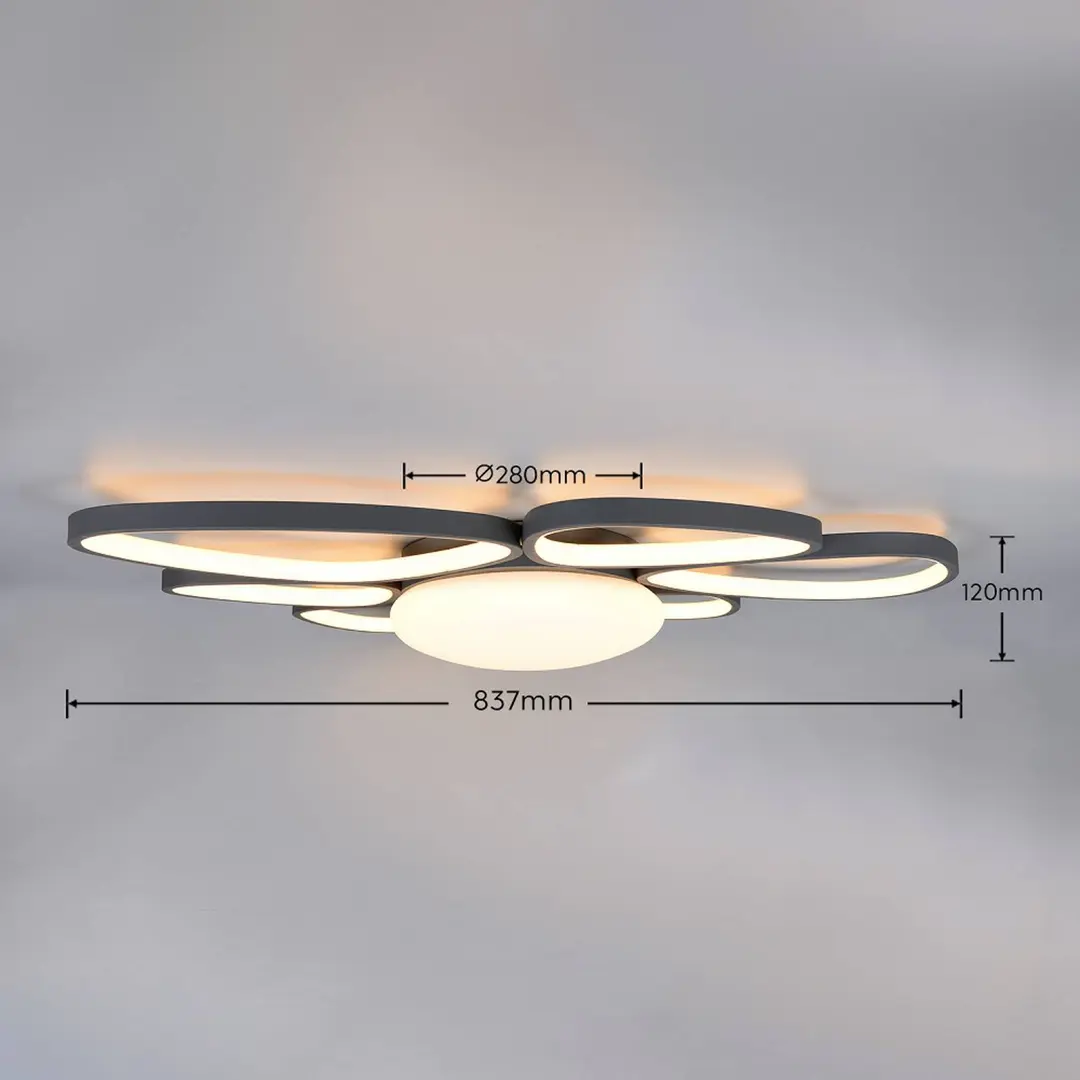 Trio Lighting LED-Deckenlampe Amelio, schwarz, 85 cm, CCT, Fernbedienung
