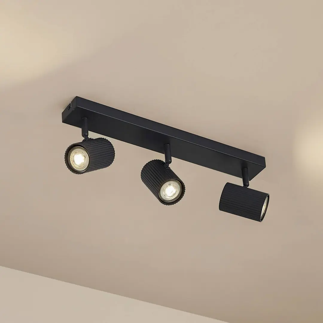 Lindby Deckenstrahler Kardis, dunkelgrau, 3-fl, Metall, GU10