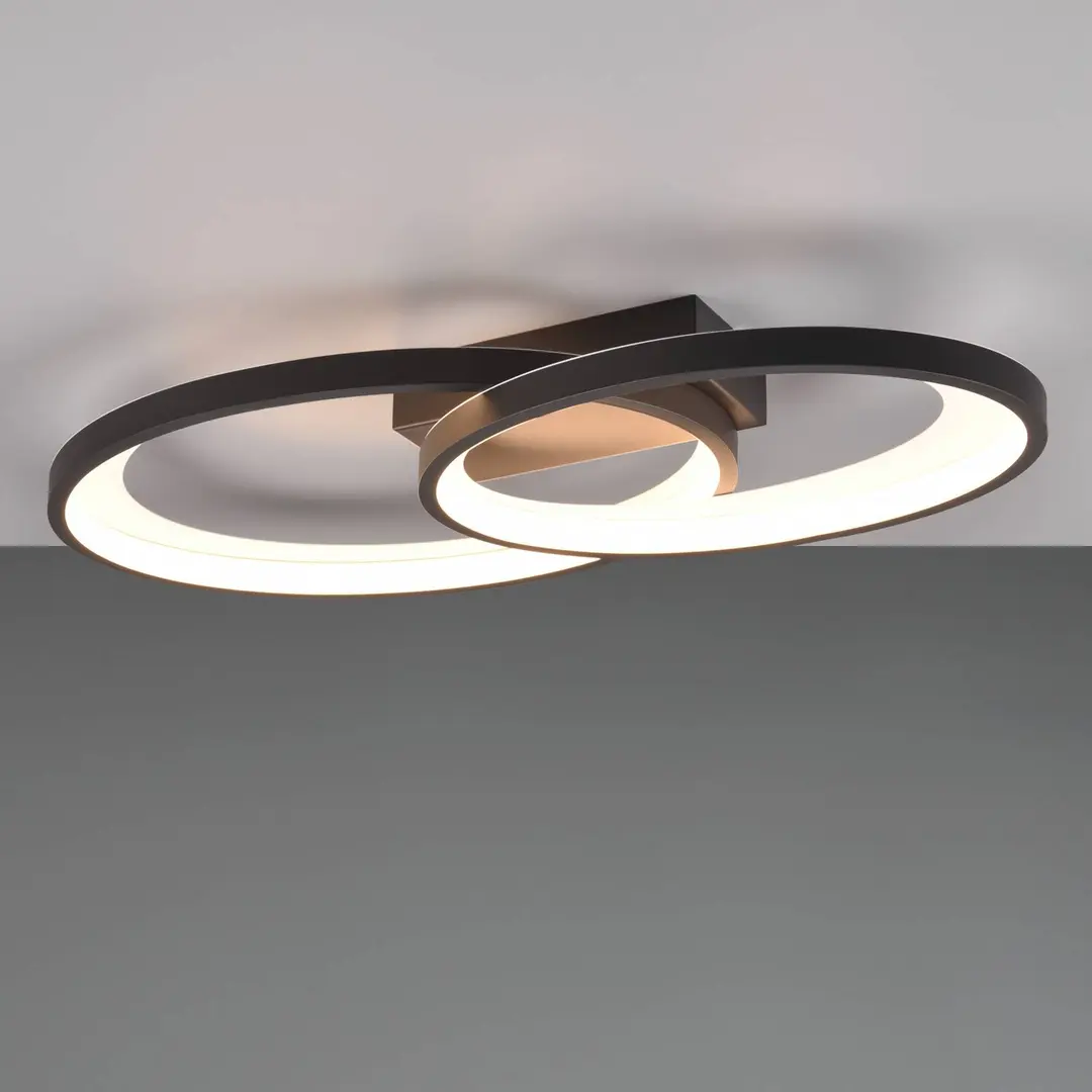 Reality Leuchten LED-Deckenleuchte Malaga mit 2 Ringen, schwarz