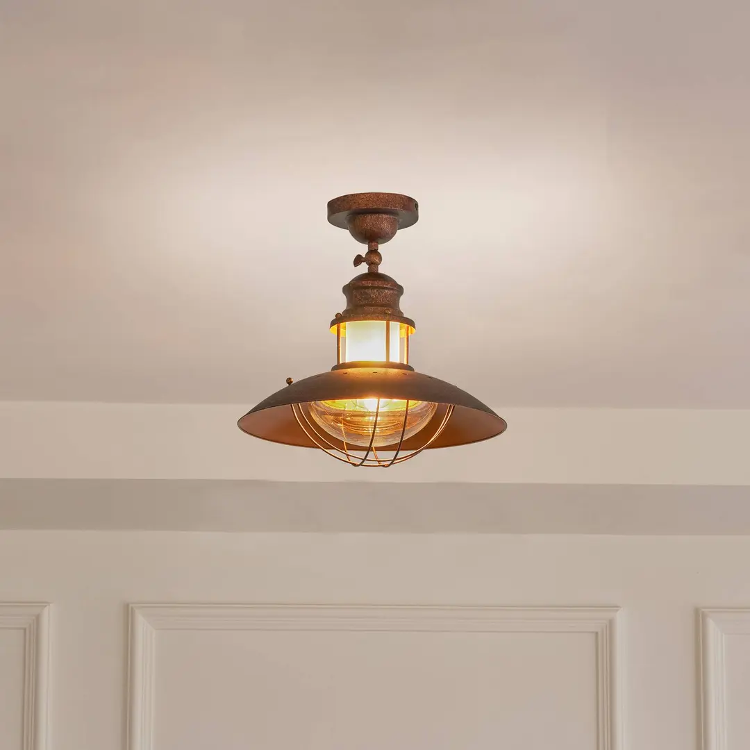 Lindby Deckenleuchte Louisanne, braun, Metall, Ø 35cm