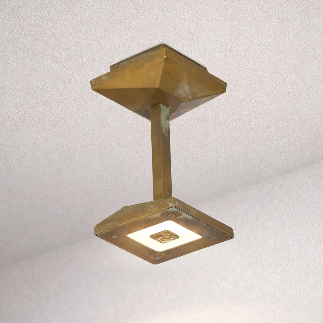 Moretti Luce LED-Außendeckenleuchte Aura Edge, Höhe 20 cm, messing antik