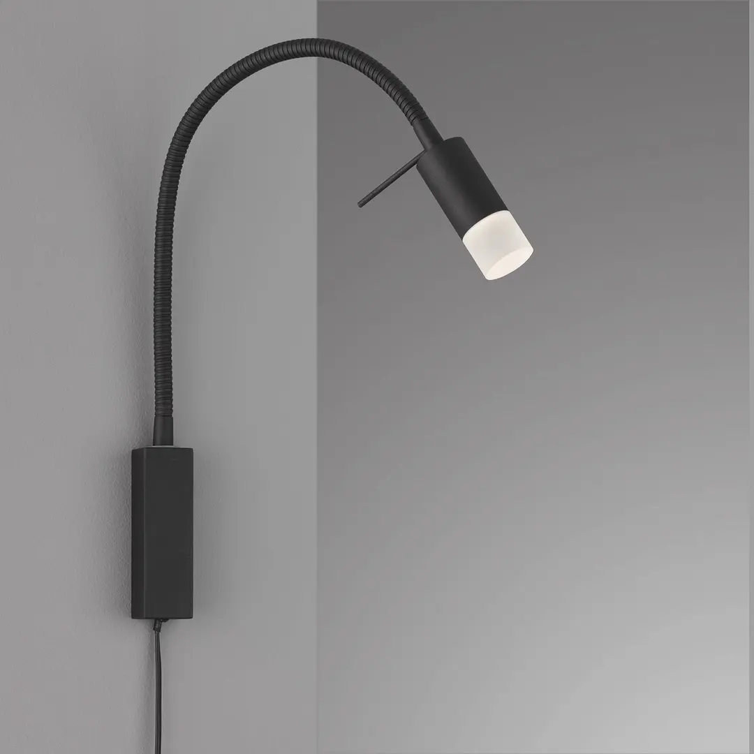 FISCHER & HONSEL LED-Wandlampe Seng, flexibler Arm, mit Diffusor