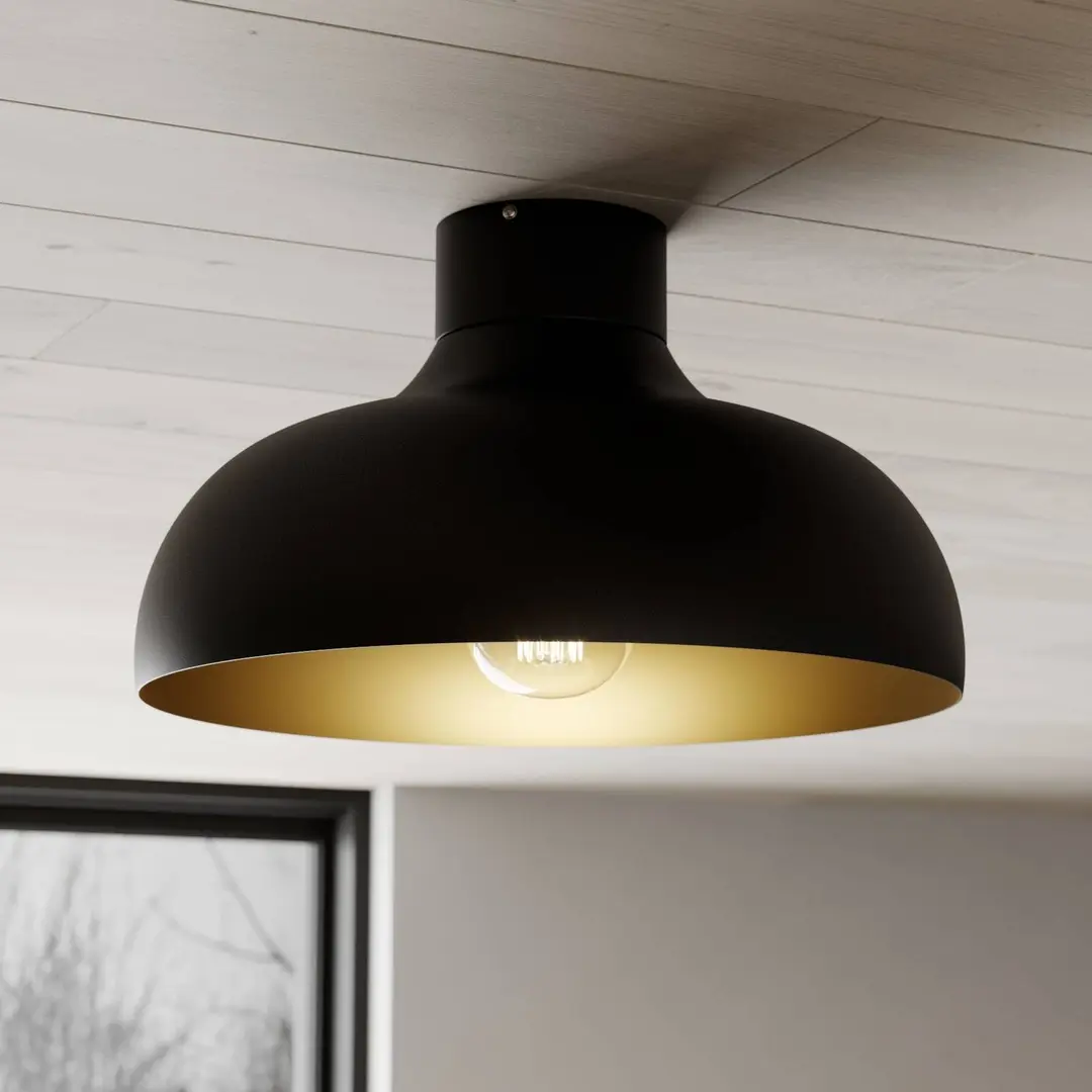 Luminex Deckenleuchte Basca, schwarz/gold, Metall, Ø 40 cm, E27
