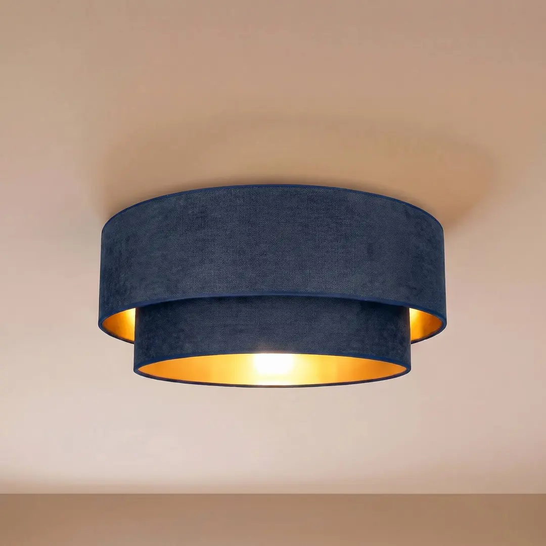 Duolla Deckenlampe Boho, dunkelblau/gold, Ø 60 cm, Textil, E27