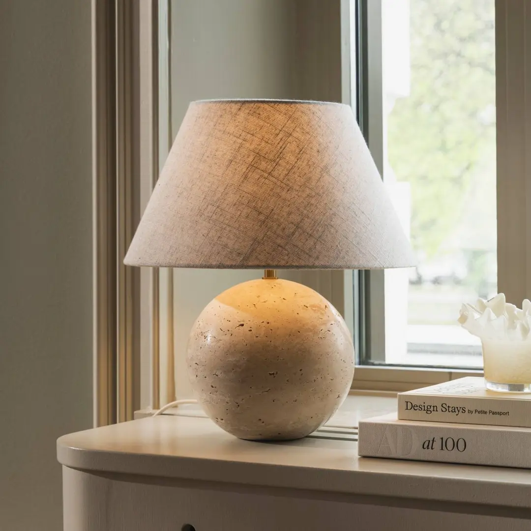 Globen Lighting Tischlampe Castello, beige/beige, Höhe 38 cm