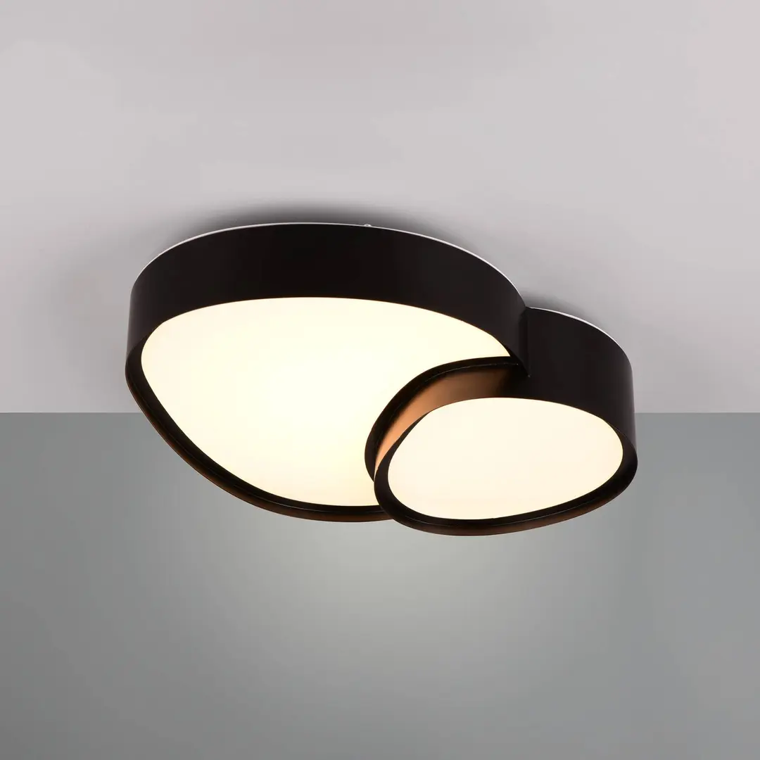 Trio Lighting LED-Deckenleuchte Rise, schwarz, 43 x 36 cm, CCT, dimmbar