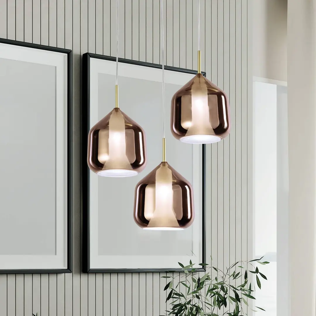 miloox by Sforzin Hängelampe X-Ray kupferfarben/goldfarben 3-flammig rund Glas
