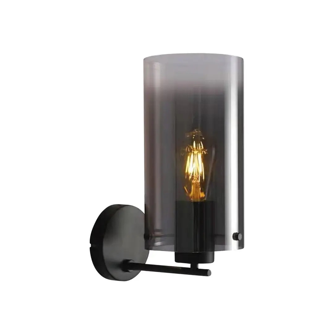 Freelight Wandlampe Ventotto, schwarz, rauchgrau, Breite 15 cm, Metall