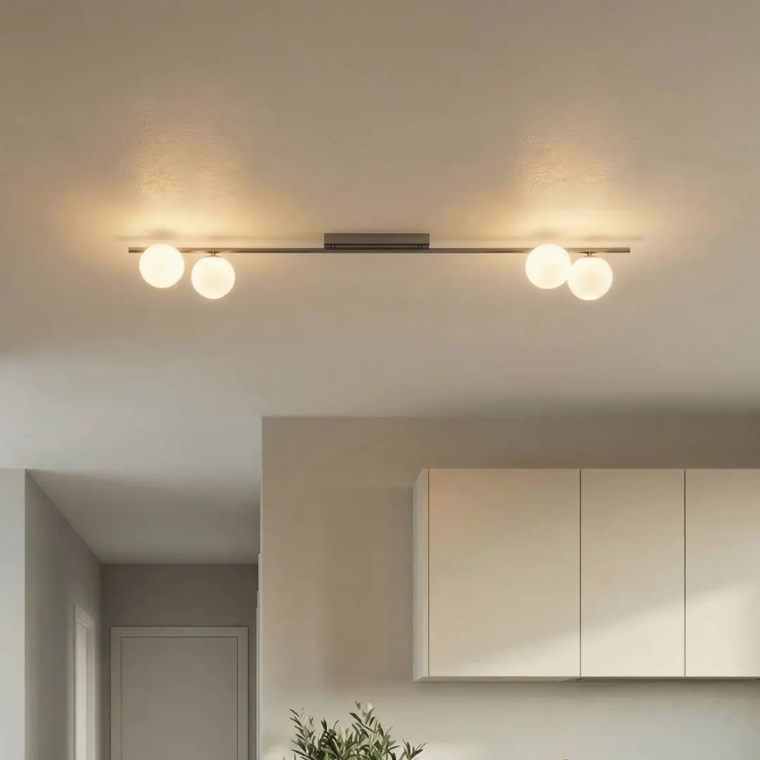 TK Lighting Deckenleuchte Imelo, braun, 4-flammig, Glas, Länge 140 cm