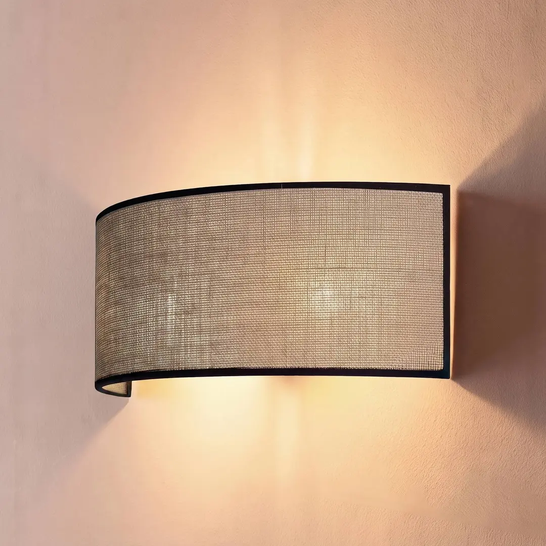 Duolla Wandlampe Nature, jute/schwarz, Breite 40cm, Textil, up/down