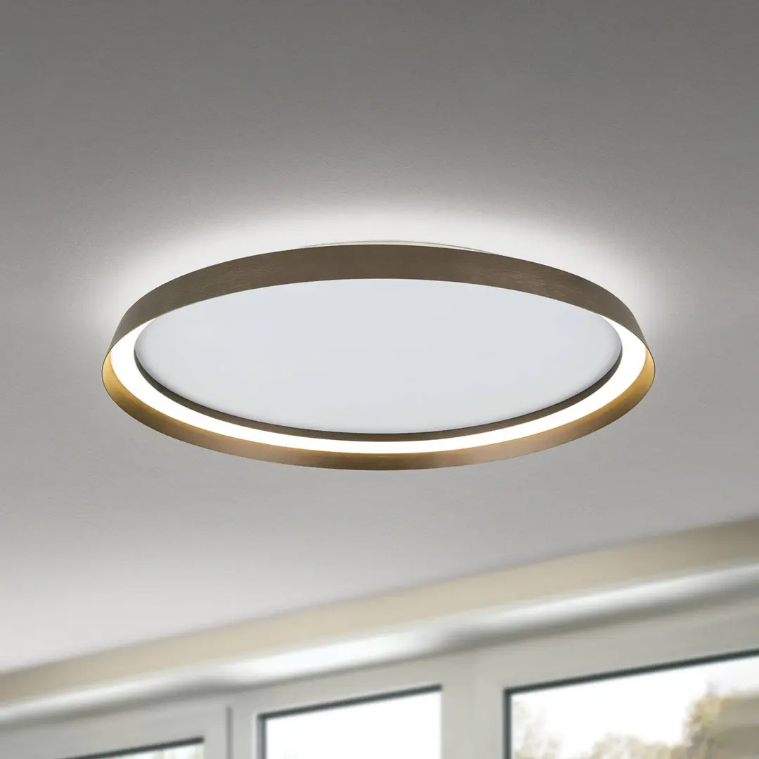Orion LED-Deckenlampe Manta, Ø 60 cm, alu/bronze, Alu, up/down