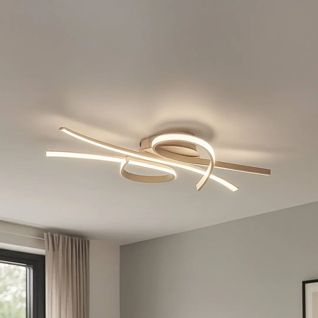 FISCHER & HONSEL LED-Deckenlampe Biba, sandfarben, Länge 100 cm, Metall, CCT