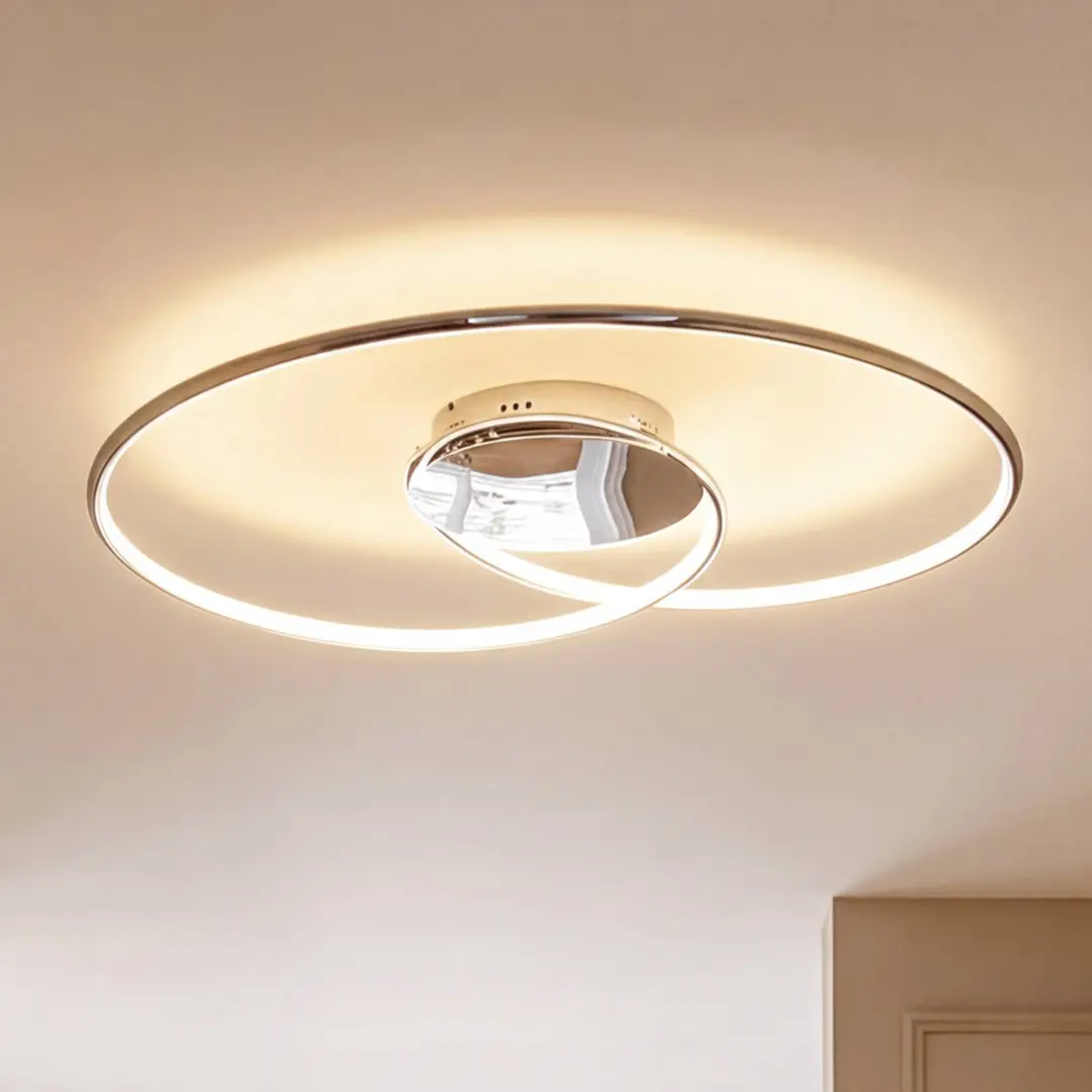Lindby LED-Deckenlampe Joline, Ø 74 cm, chromfarben, Metall