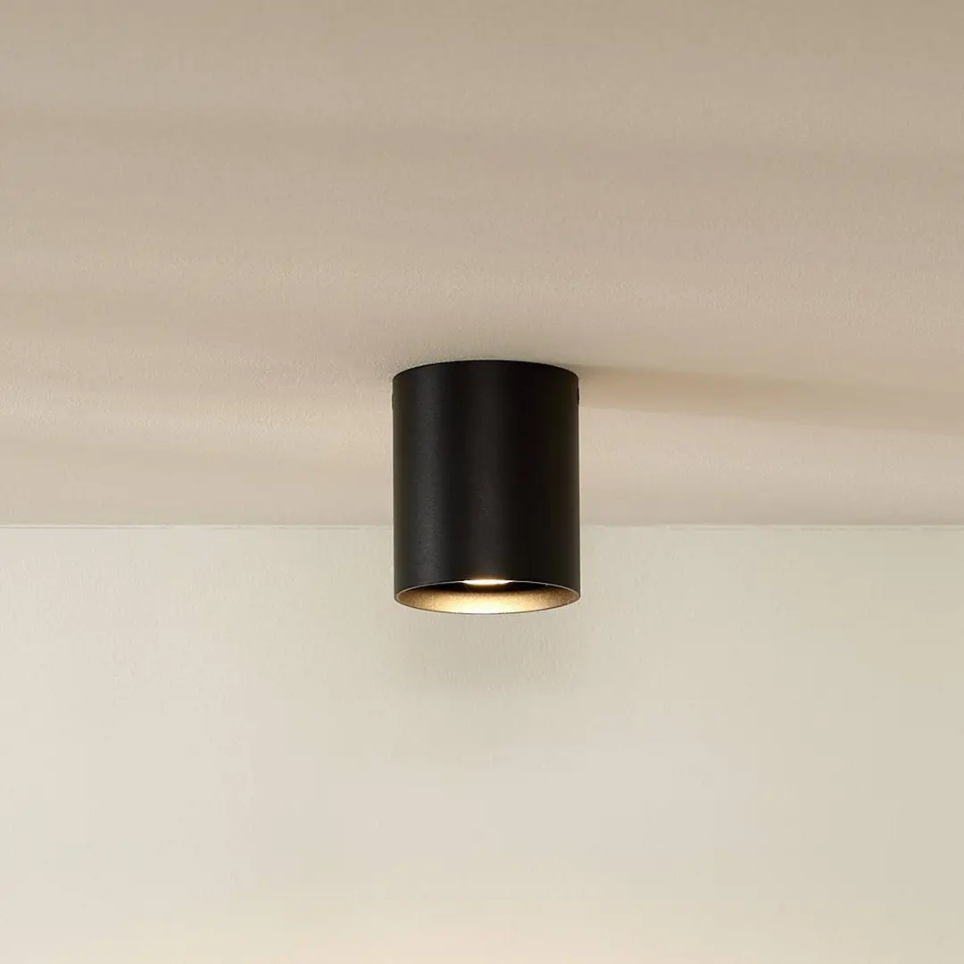 Lucide Deckenspot Bodi, rund, schwarz, Ø 8 cm, 1-flammig, Aluminium