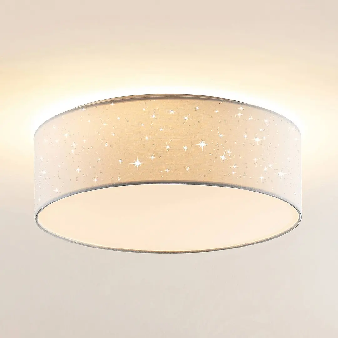 Lindby LED-Deckenlampe Ellamina, 40 cm, weiß, Textil