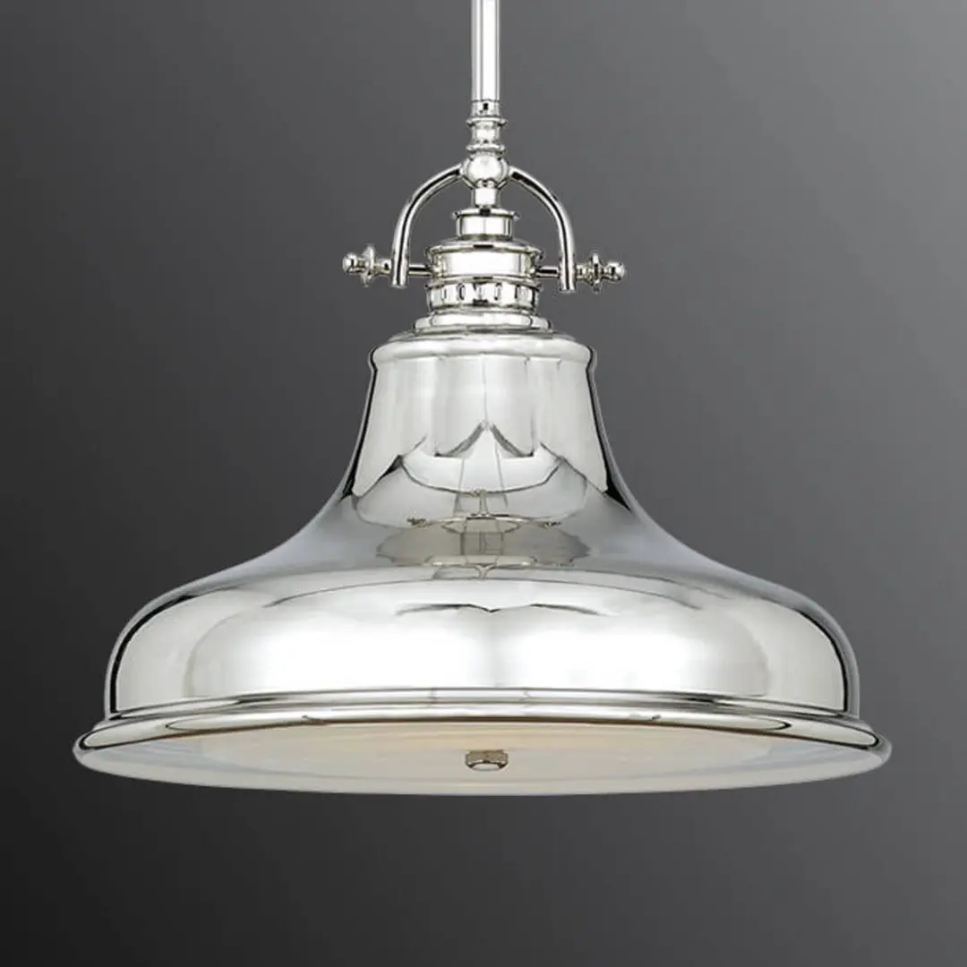 QUOIZEL Hängelampe Emery 1-flg. silber Ø 34,3 cm