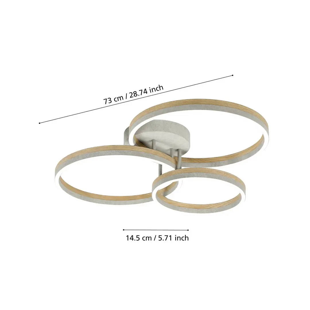 Stars of Light LED-Deckenlampe Cadinaro grau/holz 73cm dim