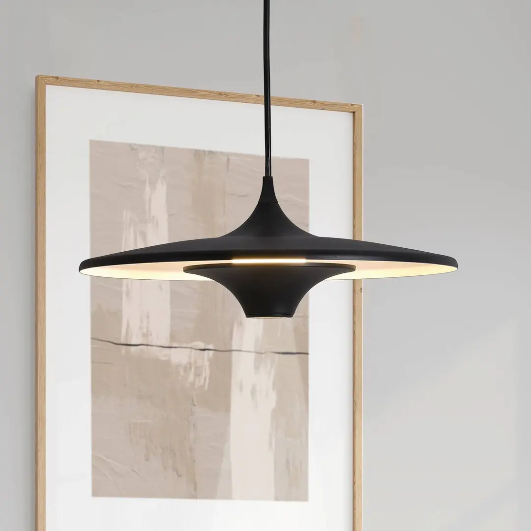 Viokef LED-Pendellampe Rene, schwarz, Ø 42 cm, Metall