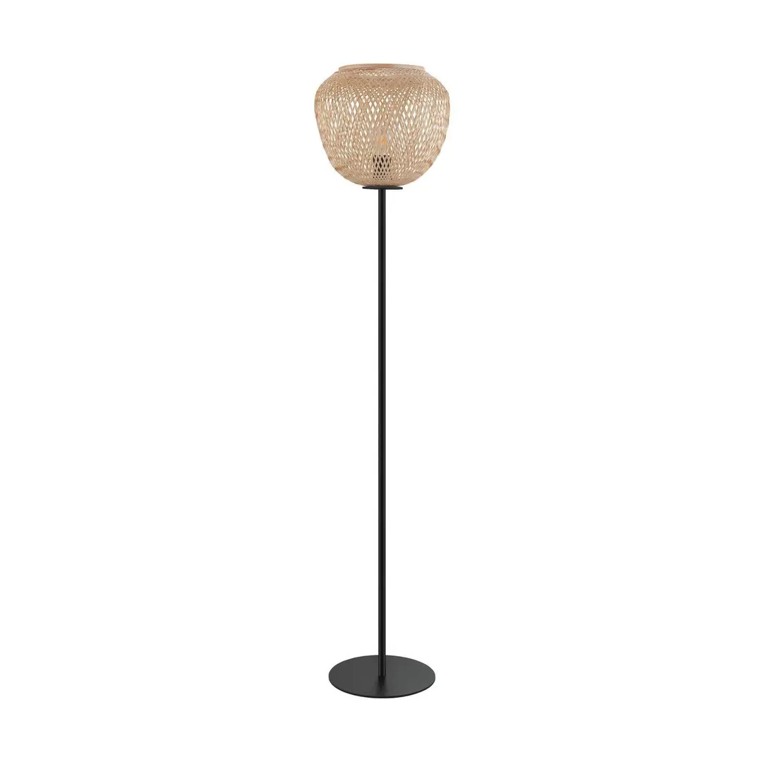EGLO Stehleuchte Dembleby aus Holz, naturfarben