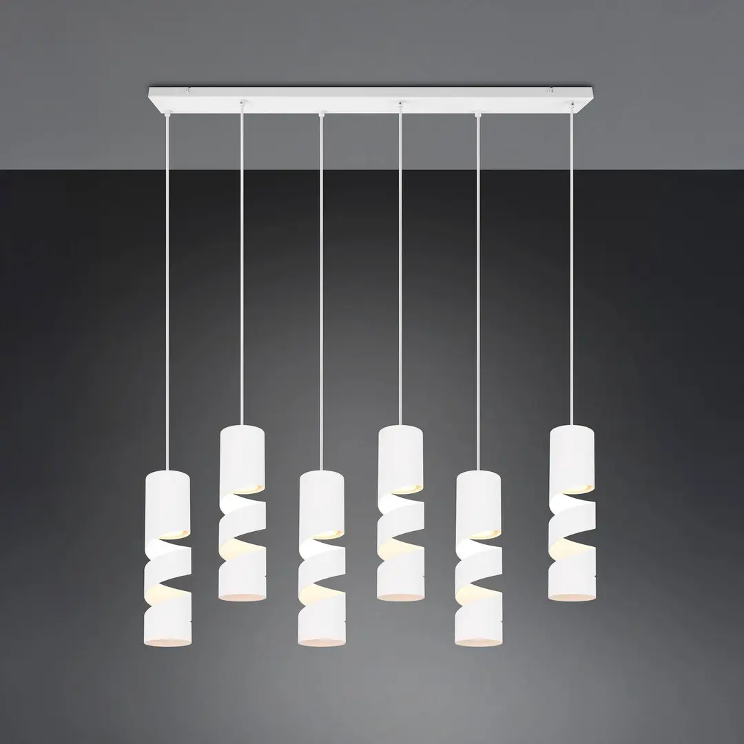 Trio Lighting Hängeleuchte Stream, weiß Länge 100 cm 6-flammig Metall GU10
