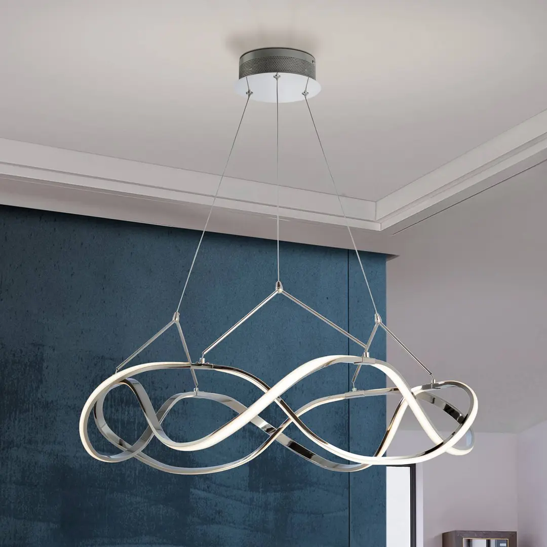 Schuller Valencia LED-Hängeleuchte Molly, chrom, Ø 80 cm, dimmbar