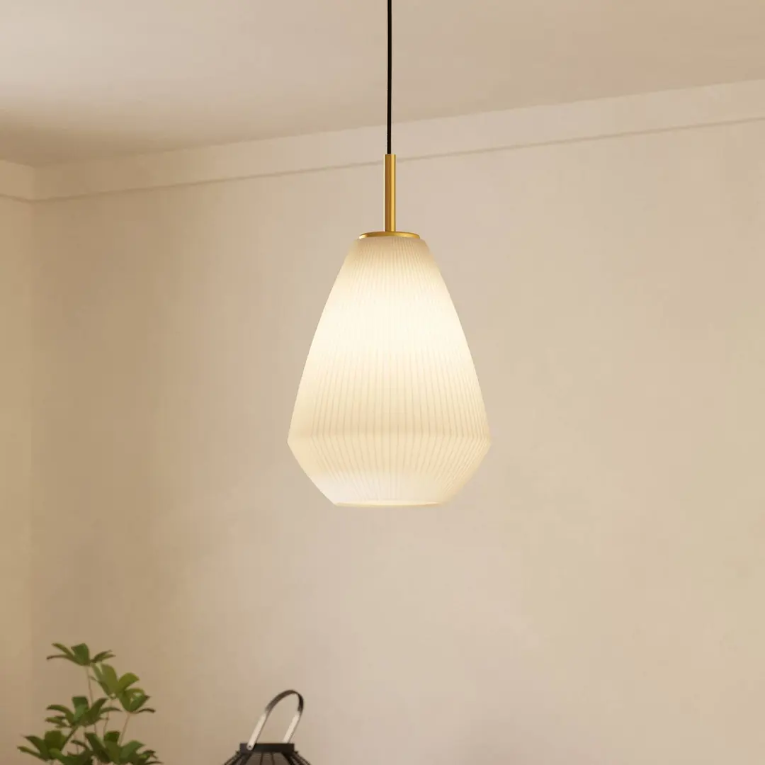 EGLO Hängelampe Caprarola, Ø 20 cm, sandfarben, Glas/Metall