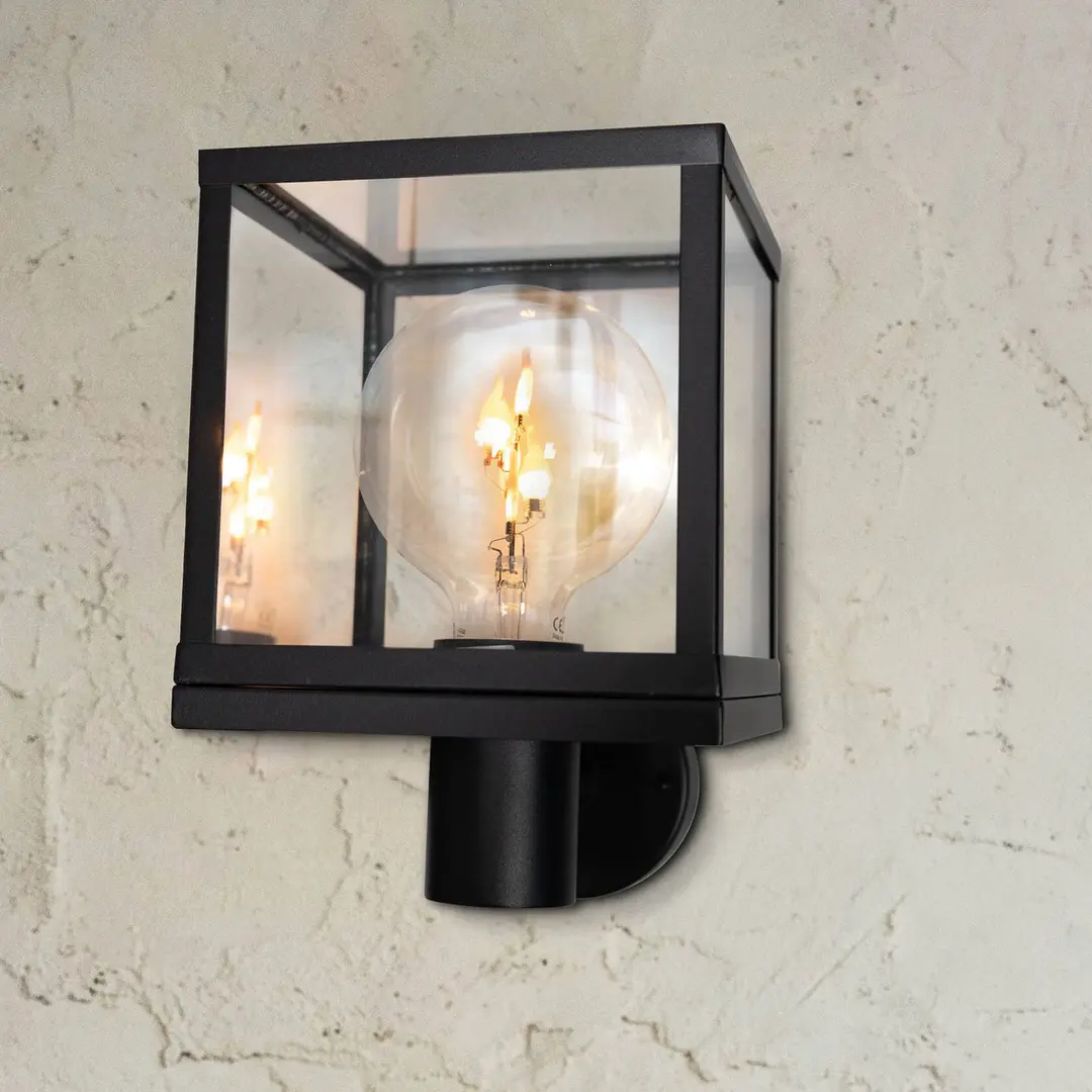 SEGULA Außenwandlampe Modern, Edelstahl, Glas, schwarz, E27