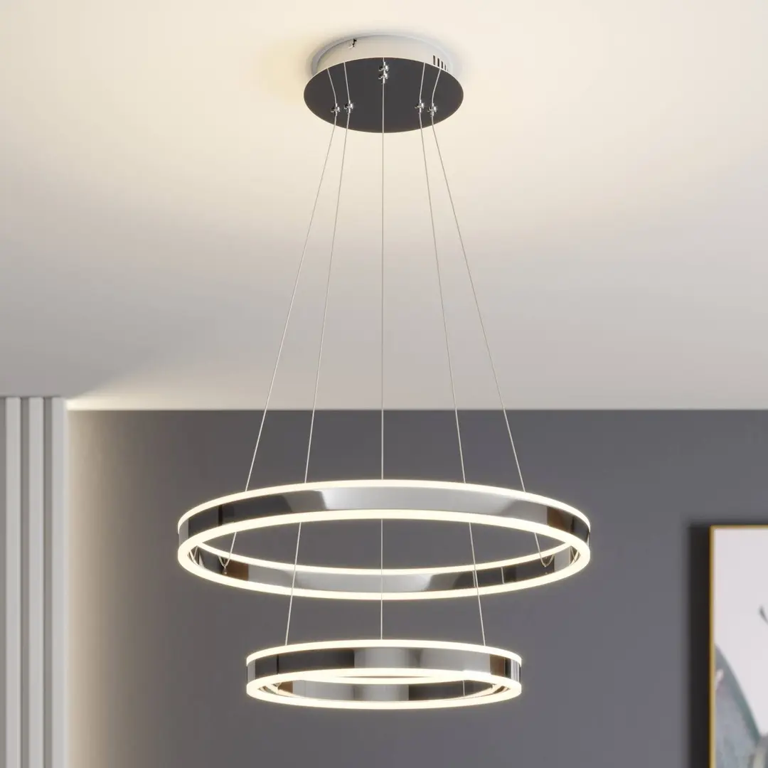 Lucande LED-Pendellampe Lyani, 60 cm, 2-flg., chrom, dimmbar