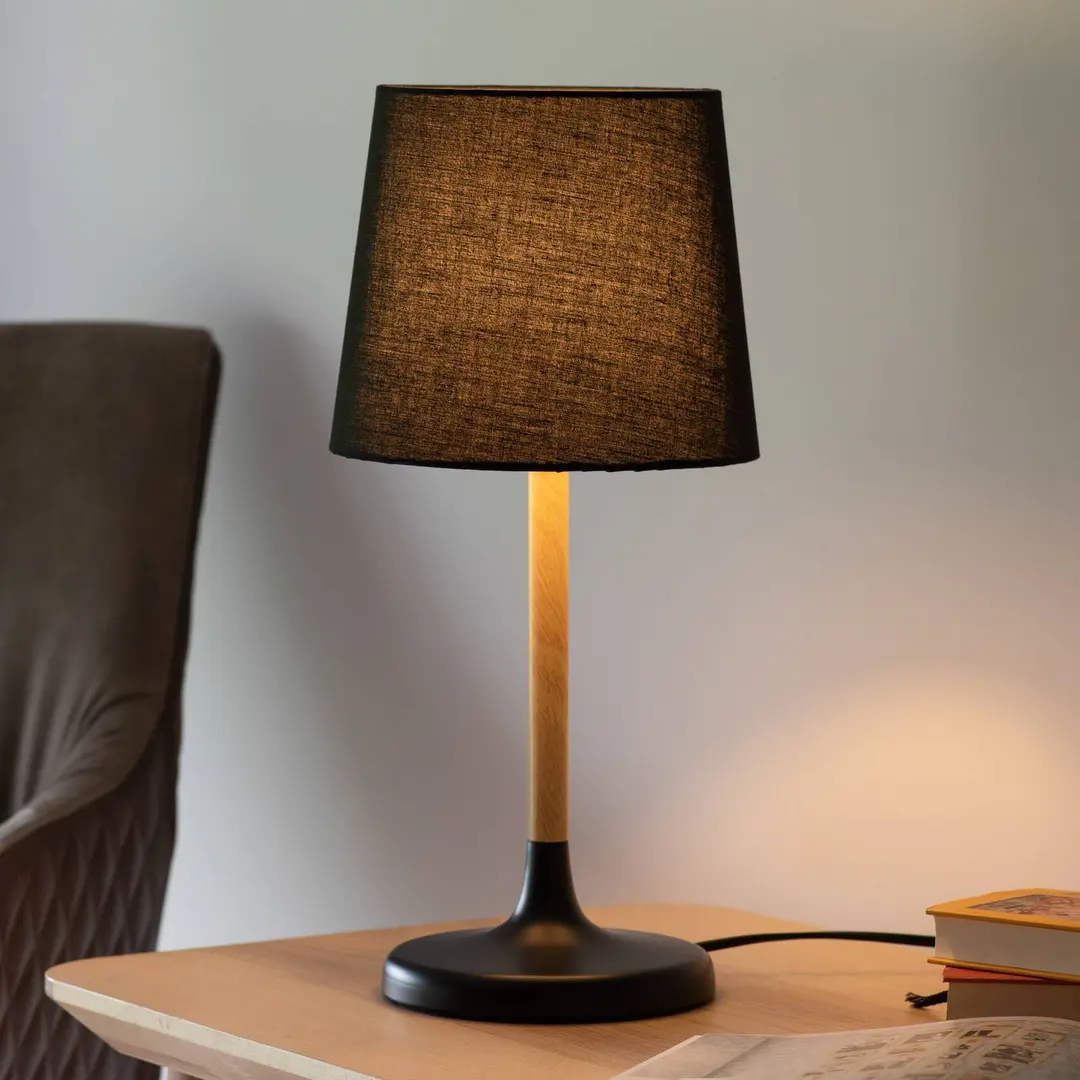 JUST LIGHT. GmbH Tischleuchte Nima mit Stoffschirm schwarz