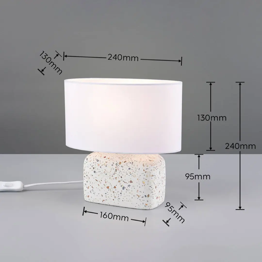 Trio Lighting Tischlampe Livare, Höhe 24 cm, weiß/bunt, Beton/Stoff