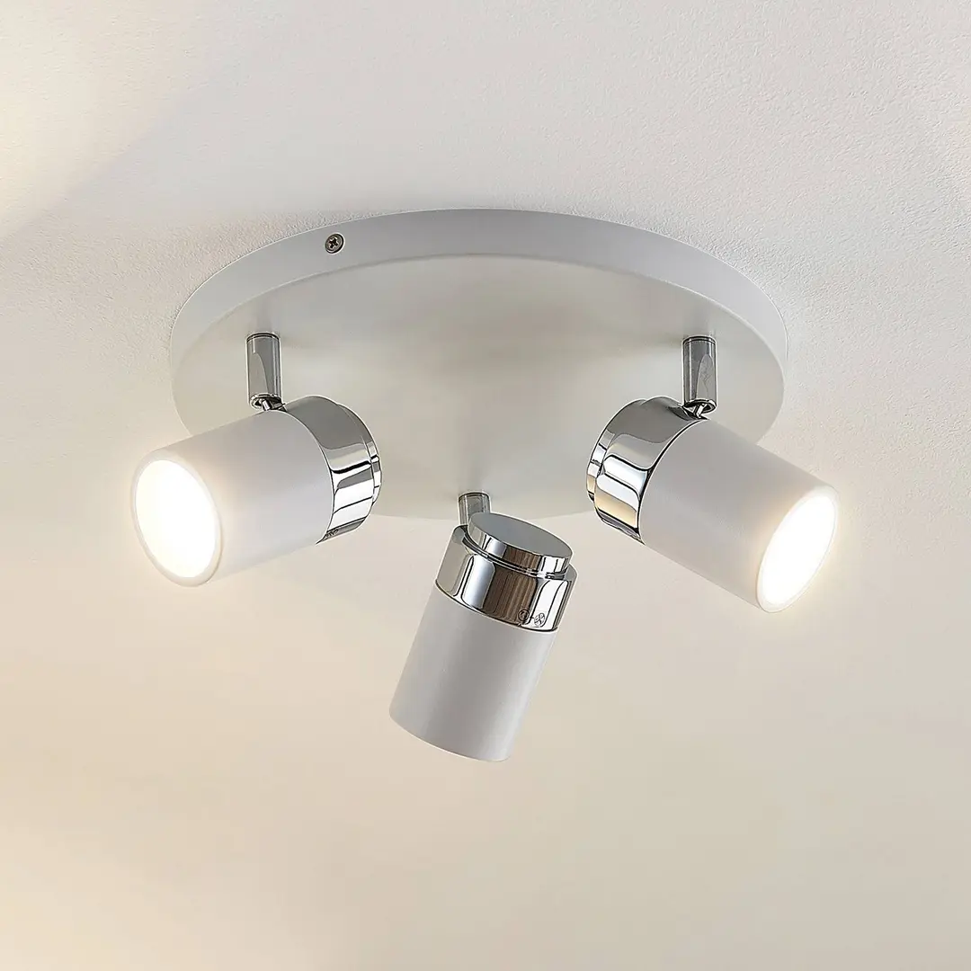 Lindby Strahler Kardo, Rondell, 3-flg., weiß, Metall, IP44