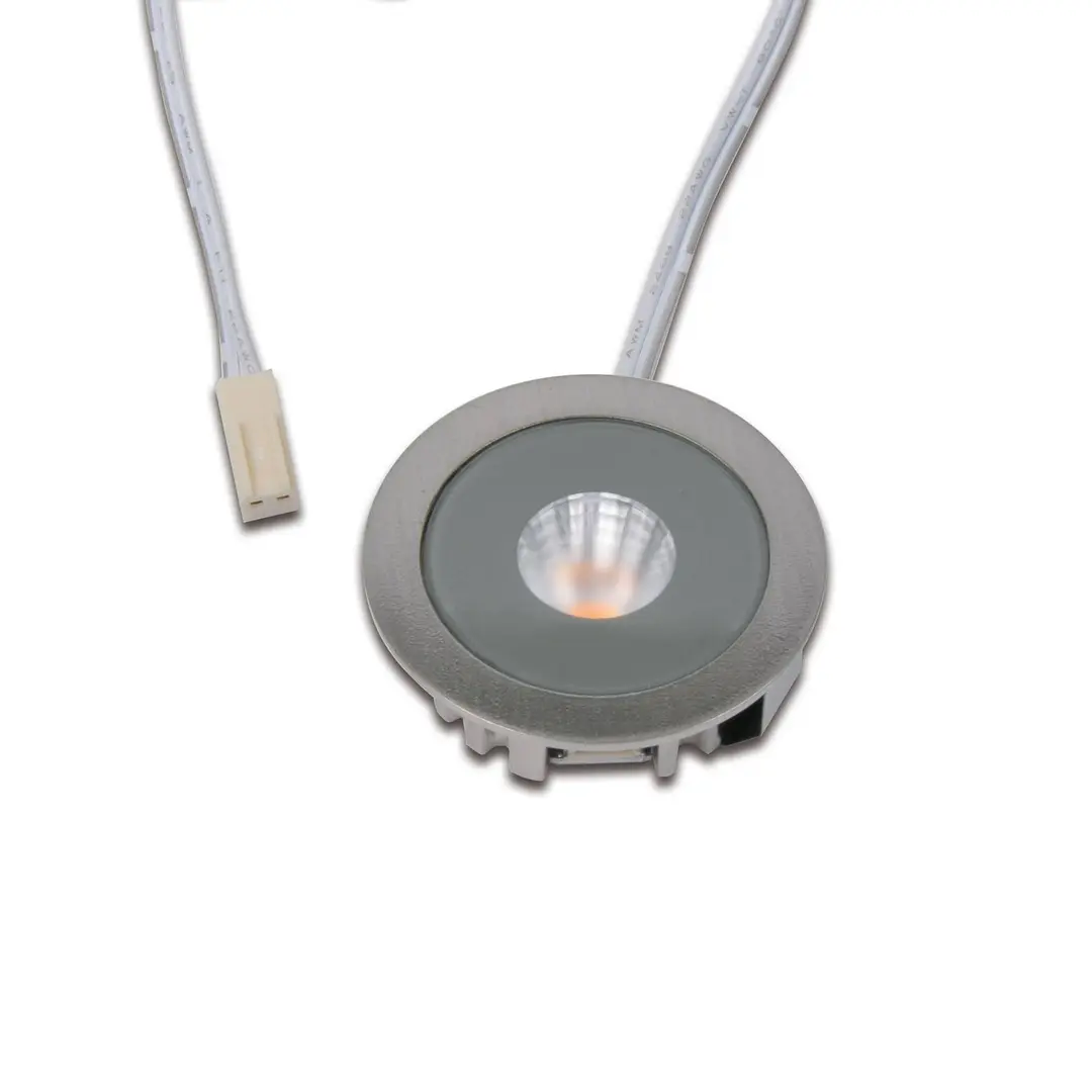 Hera LED-Möbeleinbauspot AR 35, 3.000 K Ø 4 cm edelstahl Alu 24 V