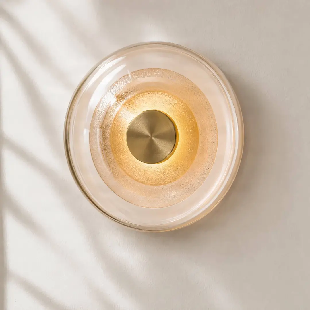 Lucande LED-Wandleuchte Sepian, gold glänzend, Glas, Ø 20 cm