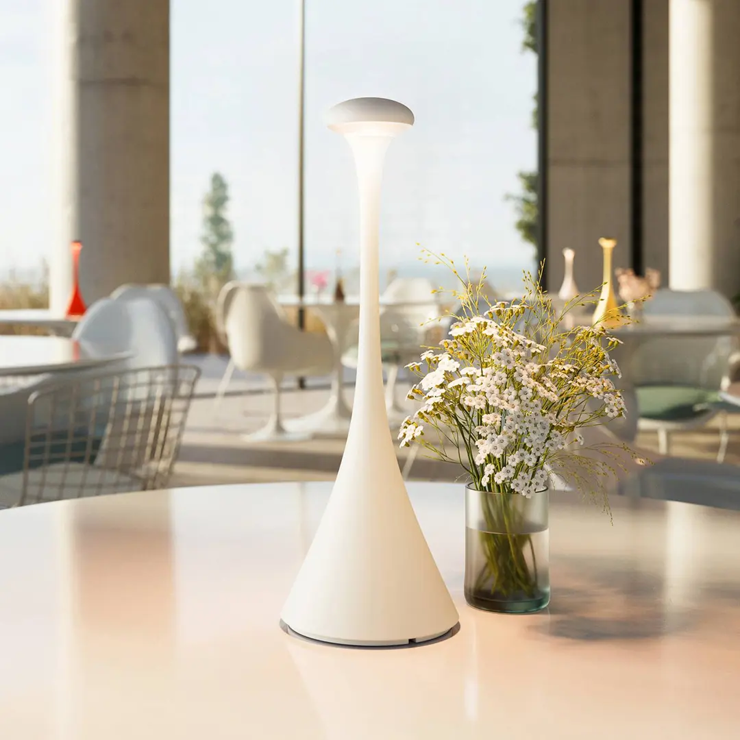 Sigor LED-Akku-Tischleuchte Nudrop, IP54, schneeweiß