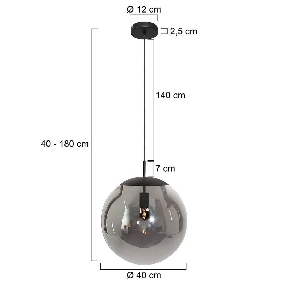 Steinhauer Hängeleuchte Bollique, schwarz, Ø 40 cm, Glas, 1-fl., Kugel