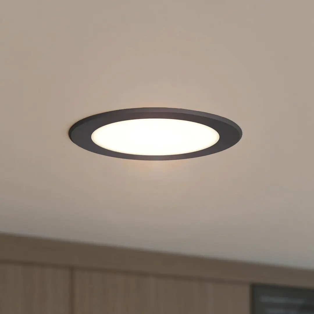 Prios LED-Einbaustrahler Rida, schwarz, 14,5 cm, 12 W, CCT