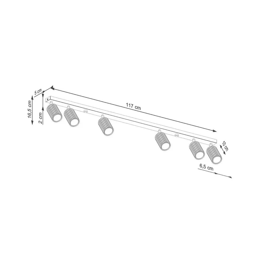 SOLLUX LIGHTING Deckenstrahler Karbon, schwarz, Länge 117 cm, Alu, 6-flg.