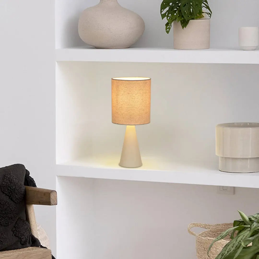 COREP Tischlampe Sally, elfenbeinfarben/beige Höhe 33 cm Metall