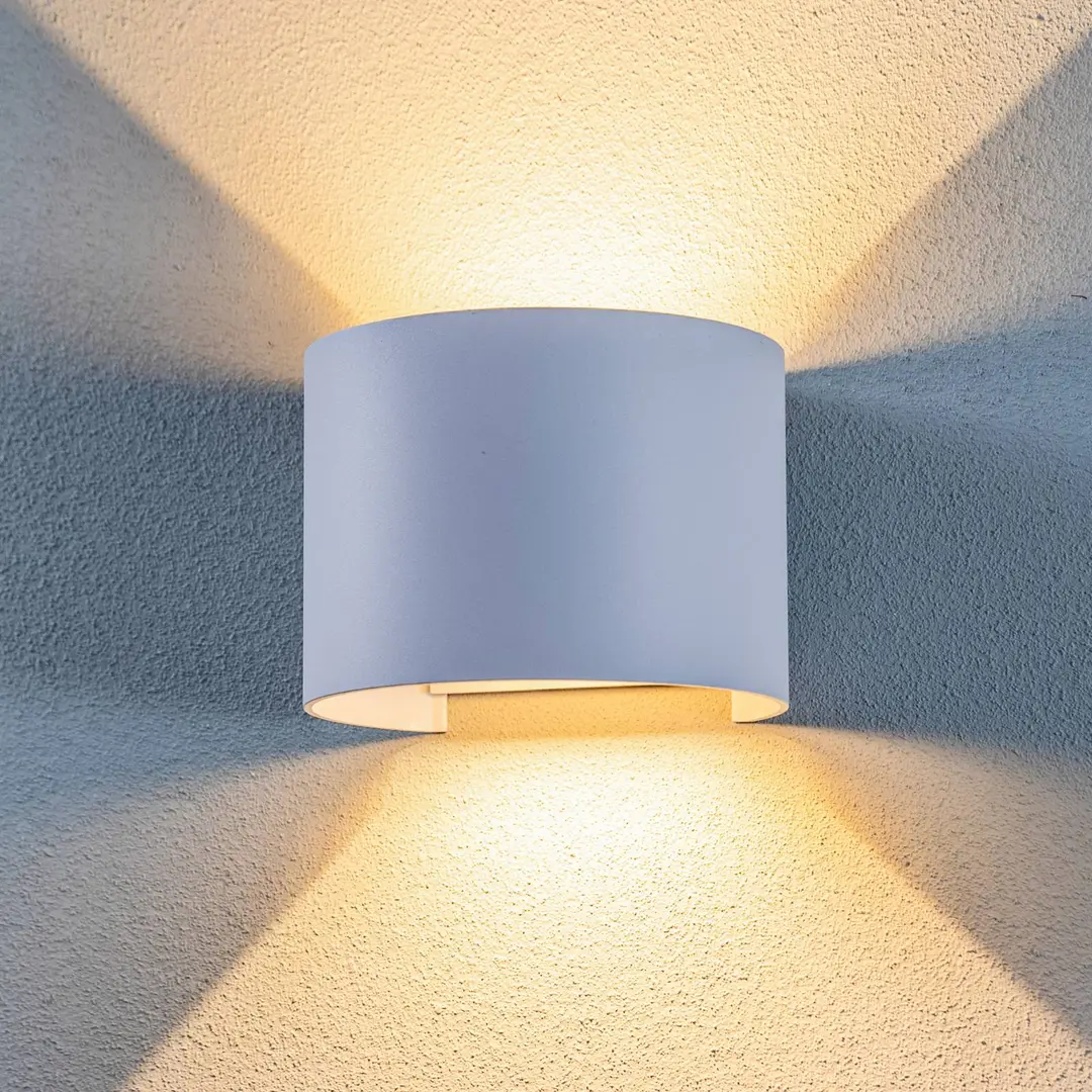 Lindby LED-Außendwandleuchte Nivar, rund, weiß, Metall, IP54