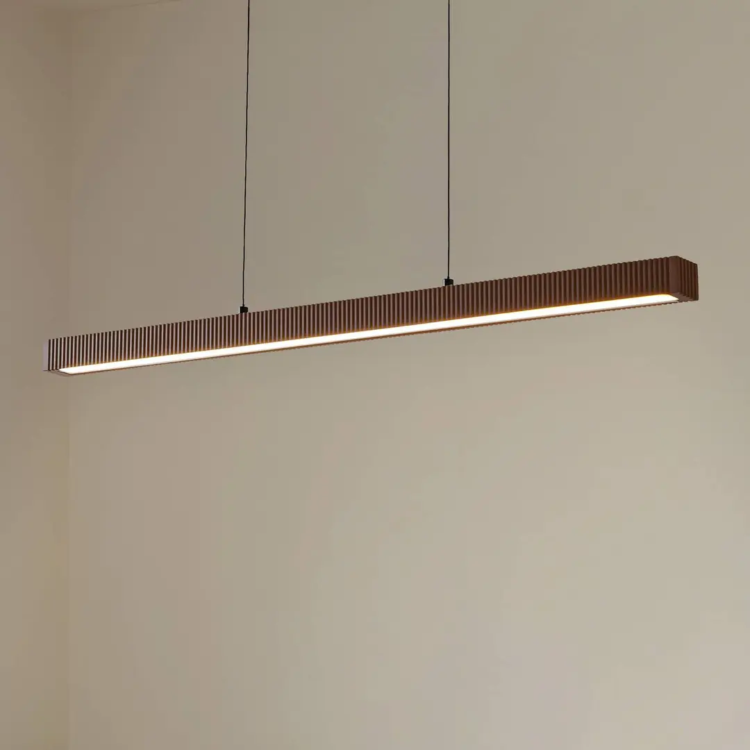 Lucande LED-Hängeleuchte Emara, holz dunkel, Eiche, CCT