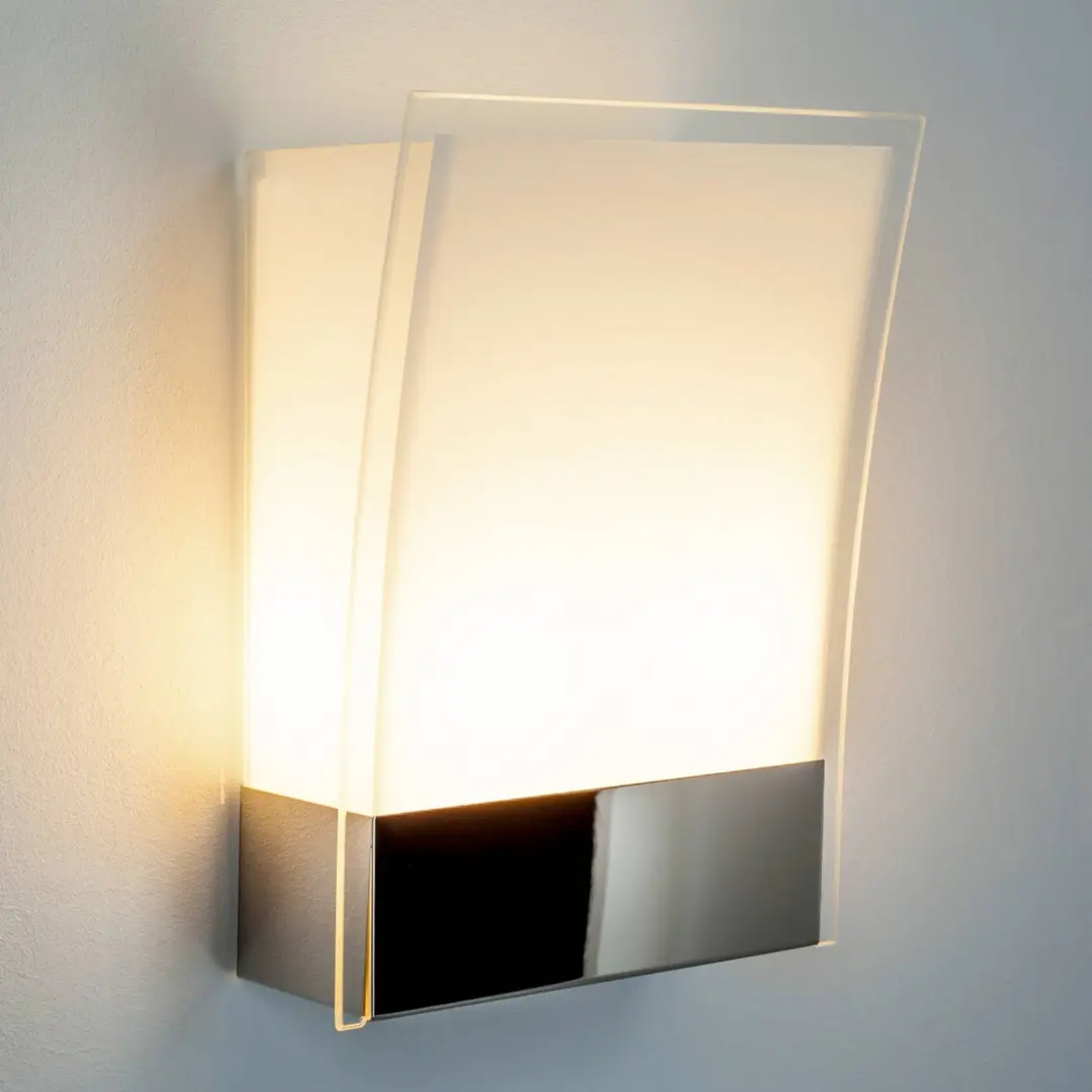 Lindby Wandleuchte Malthe, Höhe 27 cm, chrom, Glas, Metall