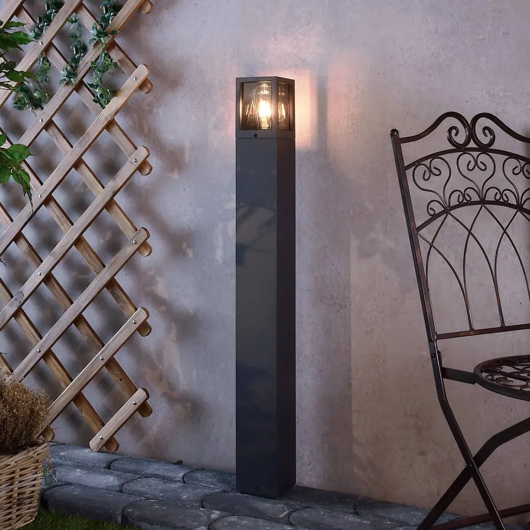 Deko-Light Wegelampe Facado II, Höhe 100 cm, grau/rauch 11 x 11 cm IP65