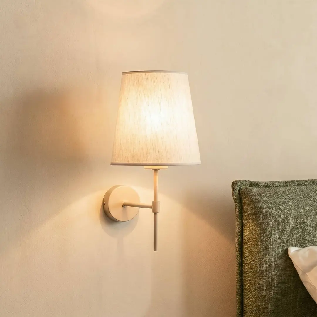 TK Lighting Wandlampe Elizabeth, sand/beige, Leinen, 39 cm hoch, E27
