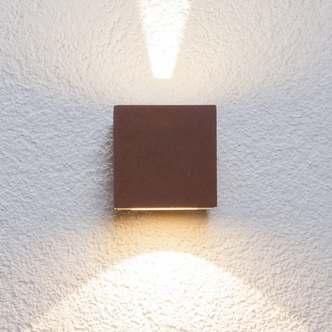 Lucande LED-Außenwandleuchte Jarno, rost, Metall, 9cm